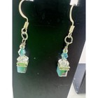 2 Pairs Handmade Earrings Turquoise Blue Crystal Dangle Sparkle New