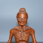 Vintage Wooden Statue Chinese Buddha Ascetic Fasting Carved Sculpture