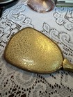 Vtg 50   s Vanity Mirror Hand Mirror Gold Tone Handles Gold Floral Design Roses