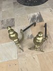 Antique Brass And Cast Iron Fireplace Andirons