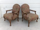 Bernhardt 2 Wide Lounge Chairs Carved Interlaced Lace French Bergere Medallion