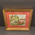  2  Framed Ornate Gold Woolson Spice Birds Flower Summer Victorian Trade Card