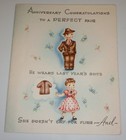 Unused Vintage Anniversary Card  Boy And Girl  His And Hers  5 1 2 