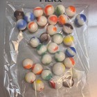 Vintage White Glass Marbles Multi Color Swirl Patch Lot Of 29 Retro Toy Marble