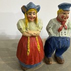 Antique Hand Carved Wooden Dutch Sailor And Wife 