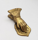 Vintage Brass Victorian Gloved Hand Card Letter Holder Hanger Clip Japan