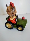 Highland Cow Coo Tabletop Resin Girl On Green Tractor Farmhouse Harvest Decor