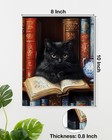 Vintage Cat Books Canvas Wall Art Bookshelf Cat Print Poster Framed Picture P   