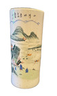 A  Chinese Famille Rose Porcelain River Landscape Motif Hat Holder Vase 