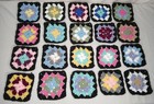 Lot 20 5  Assorted Shaded Color Star Flower Crochet Granny Squares Blocks Afghan