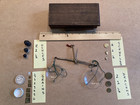 Antique Apothecary Pocket Balance Scale Set   Glass Pans   Weights  Circa 1870