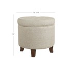 Homepop Storage Ottoman Round Tufted Mid-century Wood Bedroom Light Brown