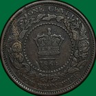 1864 New Brunswick One Cent Victoria Almost Uncirculated Au Coin  29790