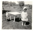 1930s Girl In White Dress With Doll Table Rare Vintage Photo