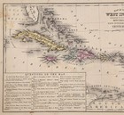 1860 West Indies Map Florida - Cuba - Bahamas - Caribbean Islands Original