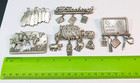 Vintage Jj Jonette Pin Brooch Lot Ark Penguins Birds Dangle Charms Pewter Tone