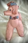 Mid-century Vintage 1950s Pink Porcelain  spaghetti Poodle  Figurine