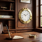 Brass Porthole Wall Clock   Nautical Maritime Decor   Roman Dial 6 Inch New