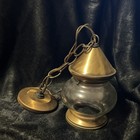 Hanging Pendant Lamp 2 Lights Clear Glass Globe Shade Brass Tone W  Chain