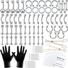 84pcs Body Septum Piercing Kit 14g 16g Tools For Nose Tongue Lip Ear Eyebrow    