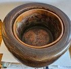 Antique Japanese Maki-e Kiri Wood Hibachi Copper Insert