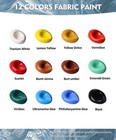 Fabric Paint Set 12 Colors - Waterproof Permanent Textile Painting Kit For