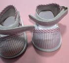 Pink White Stripe Doll Shoes For 18 Inch Dolls Fits American Girl 75mm X 20mm