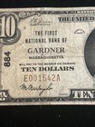 1929  10 First National Bank Gardner Massachusetts National Currency Ch  884