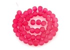 50 Czech Frosted Sea Glass Round   Rocaille Beads Matte Crimson   Raspberry 6mm