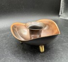 Copper Candle Holder Taper 3 Brass Feet Legs Mcm Mid Century Modern Vintage