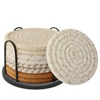 Coasters Set Of 8 For Drinks  Beer  Cotton Woven 4 Colors Absorbent Coffee