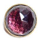 Antique Domed   Faceted Fuchsia Amethyst Glass Mounted In Metal   Just Over 7 8 