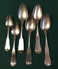 176 Grams 1800 s Coin Silver Fiddleback Spoons Crowell Webster Scrap Or Save
