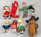 Lot Of 8 Older Vintage Small Dolls 3  5  Tall Plastic Rubber