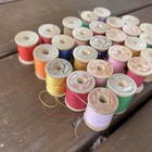 Vtg Belding Corticelli Wooden Spools Lot Of 27   Thread Sewing Cotton Poly-bond