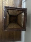 Vintage Florentia Italian Bamboo Metal Mesh Woven Wastebasket 13   x10   