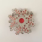 New Peach Pink Flower Wedding Party Crystal Lucky Crystal Brooch Pin Gift Br1284
