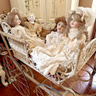 Victorian Baby Carriage Vintage Antique White Chippy Stroller Wicker Wood Metal