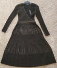 T Tahari Dress Women   s Size S p Metallic Lurex Mock Wrapped Ribbed Sweater Dress
