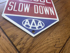 Nice School Slow Down Aaa Automobile Club Porcelain Sign