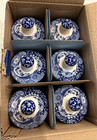 Set Of 6 Spode Spice Jars W  Lids Blue Italian New In Box Porcelain Blue White
