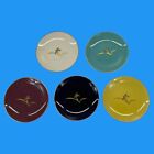 Modern Asian Ceramic Set Of 5 Multi Color Decorative Gold Trim Plates Collection