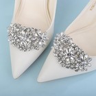 1 Pair Full Rhinestone Shoe Clips Detachable Floral Flower Crystal Shoe Buckl   