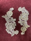 Vintage White Beaded  Pearl   Sequin Appliqu  s Lot Of 2 Nos
