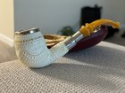 Bent Lattice Pipe Block Meerschaum-new-hand Carved W Case 131 Army Pocket Spigot
