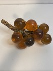 Vintage Mcm Lucite Acrylic Grapes Cluster On Wood 1 5    Round Yellow Amber 8 