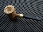 Missouri Meerschaum Corn Cob Pipe 5th  Avenue Diplomat Poker Black Danish Stem