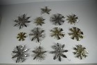 13 Vintage Aluminum Snowflake Christmas Tree Ornaments Ooak Handmade Mcm Metal