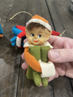 Vintage Knee Hugger Elf Set Of 3 Orange Green Blue Mcm Christmas Pixie Japan