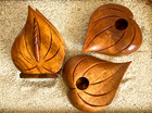 House Of Kalai Hand Carved Koa Wood Candlestick Napkin Holder Set Signed Hawaii